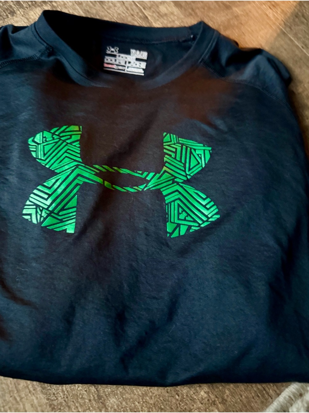 Under Armour Kids Black Sweatshirt with Green Patterned Logo